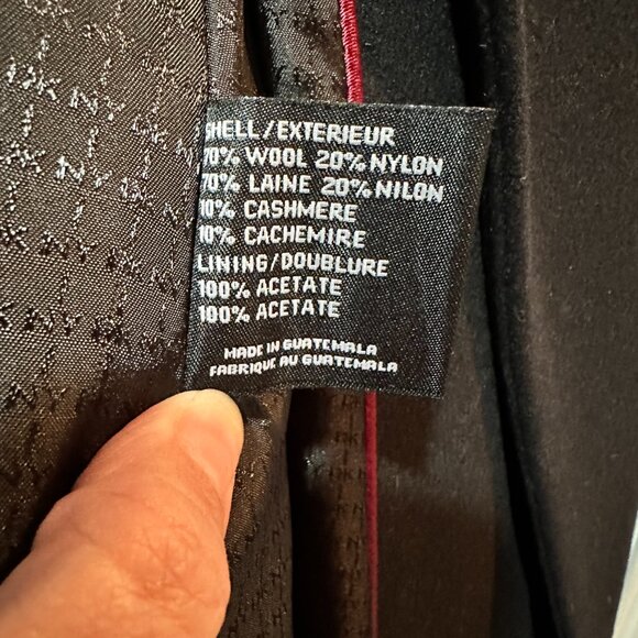 DKNY Elegant Black Wool Cashmere Blend Maxi Coat, Size 14 - Picture 14 of 16